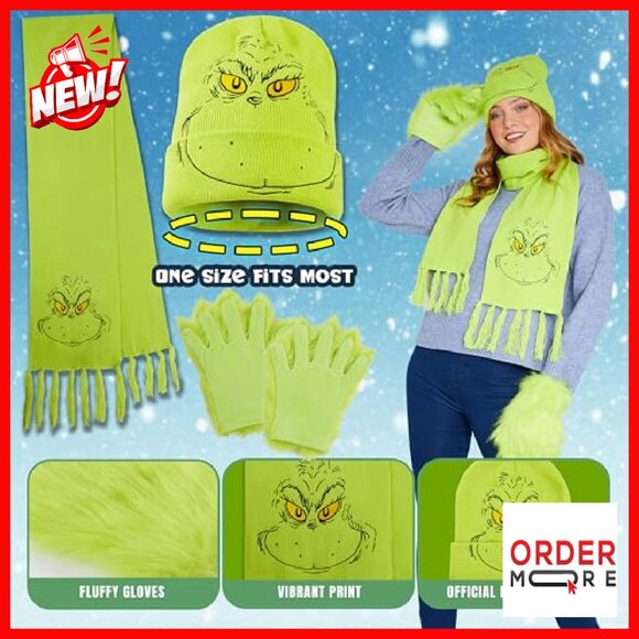 Winter Fleece Hat Scarf Gloves Set, Cozy 3-Piece Holiday Accessories - Picture 6 of 8